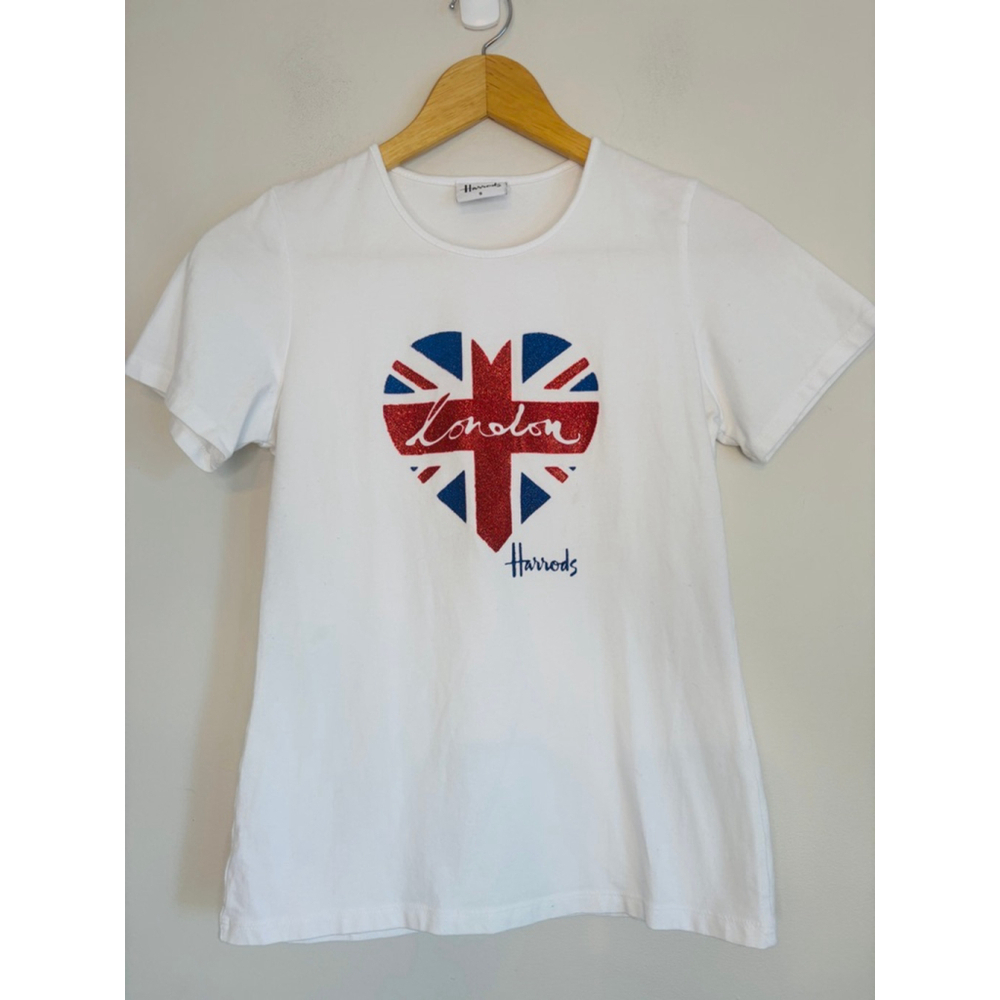 Harrods Union Jack Heart Tee White Small